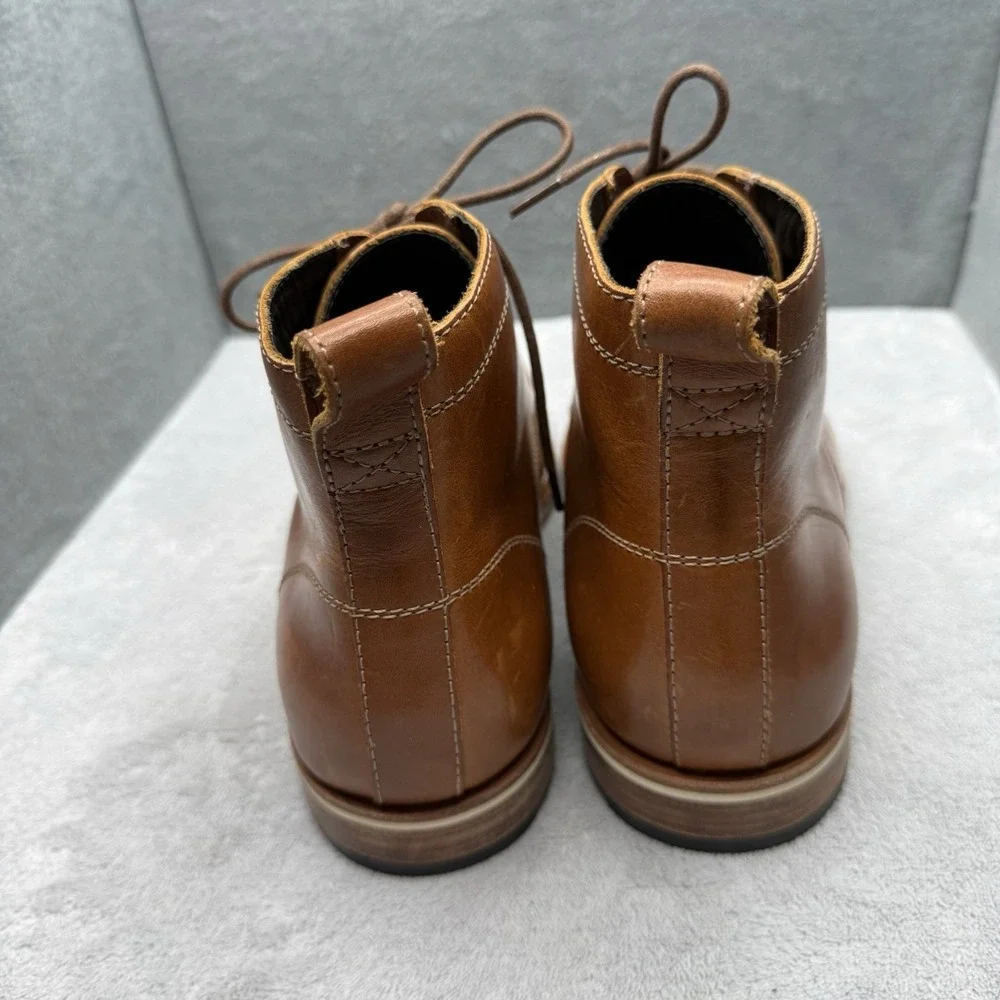 HELM Zind Mens 9.5 EE Teak Brown Leather Lace Up Boots Made in Brazil M20418